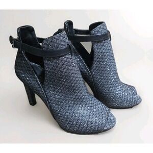 Michael Kors Lawson Mesh Black Leather Peep Toe Stiletto Heels 8.5M